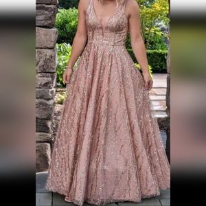 Rose gold sequin Prom gown